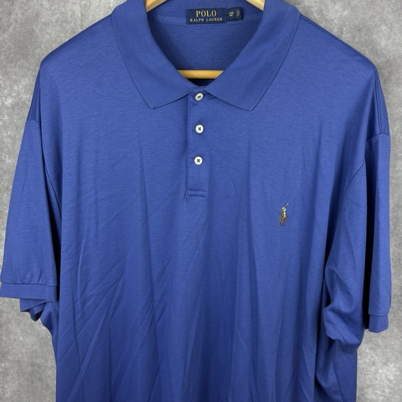 Ralph Lauren Polo Shirt Mens 3XB Big Blue Soft Flesh Pony Stretch Preppy - Picture 5 of 10